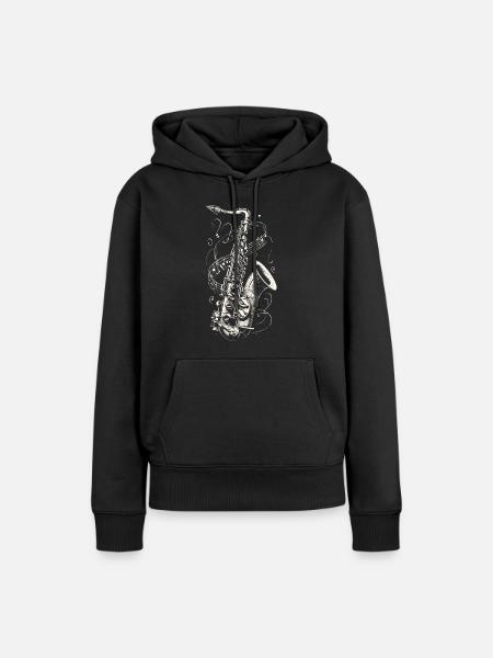 Saxophone - Sweat à capuche Premium bio Femme - noir