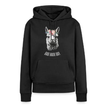 Friseur Friseurin Alpaka Damen Lama Bad hair day - Frauen Premium Bio Hoodie - Schwarz - Vorne - Julia (174cm)