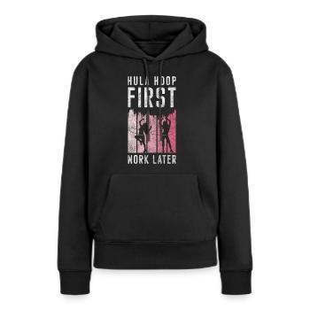 Hullern Fitness Sport - Sweat à capuche Premium bio Femme - noir - Devant - Julia (174cm)