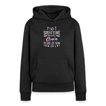 So sieht eine richtig coole Fluglotsin aus - Frauen Premium Bio Hoodie - Schwarz - Vorne - Julia (174cm)