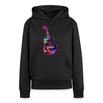 Ukulélé - Sweat à capuche Premium bio Femme - noir - Devant - Julia (174cm)