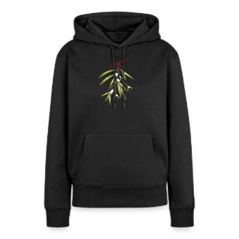 Festlich illustrierter Mistelzweig & weiße Beeren - Frauen Premium Bio Hoodie - Schwarz - Vorne - Julia (174cm)