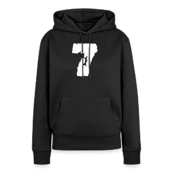 7 Nummer sieben - Frauen Premium Bio Hoodie - Schwarz - Vorne - Julia (174cm)