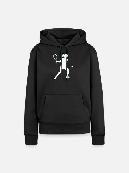 Tennis silhouette im Schwung - Frauen Premium Bio Hoodie - Schwarz