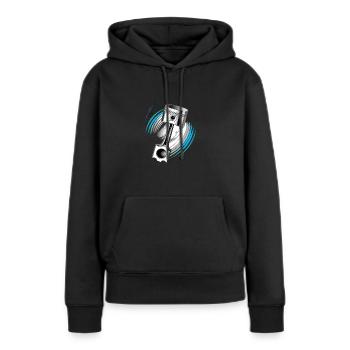 La force du piston en action - Sweat à capuche Premium bio Femme - noir - Devant - Julia (174cm)