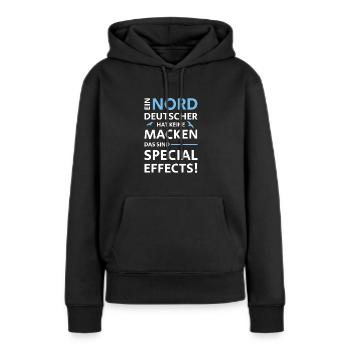 NORDDEUTSCHE MACKEN SPECIAL EFFECTS - Frauen Premium Bio Hoodie - Schwarz - Vorne - Julia (174cm)