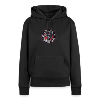 Keep It Real Keep It Old School Vintage - Frauen Premium Bio Hoodie - Schwarz - Vorne - Julia (174cm)
