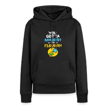 Positivité corporelle - Sweat à capuche Premium bio Femme - noir - Devant - Julia (174cm)