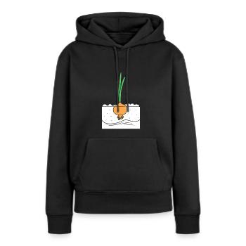Oignon - Sweat à capuche Premium bio Femme - noir - Devant - Julia (174cm)