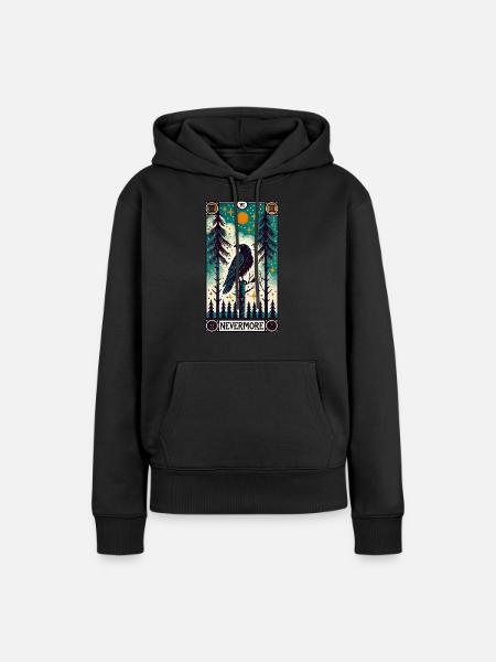 Nevermore Raven - Dame Premium hoodie, økologisk bomuld - sort