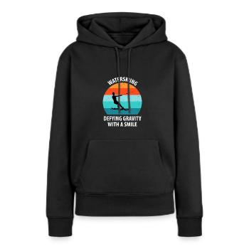 Ski nautique, ski nautique, skieurs nautiques - Sweat à capuche Premium bio Femme - noir - Devant - Julia (174cm)