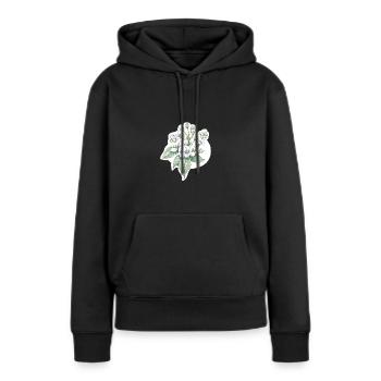 Brombeerblüte - Zeichnung - Frauen Premium Bio Hoodie - Schwarz - Vorne - Julia (174cm)