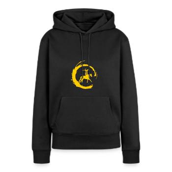 Voltige cheval - Sweat à capuche Premium bio Femme - noir - Devant - Julia (174cm)