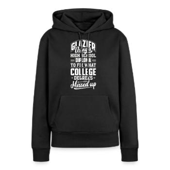 Vitrier Window Fitter Pun - Sweat à capuche Premium bio Femme - noir - Devant - Julia (174cm)