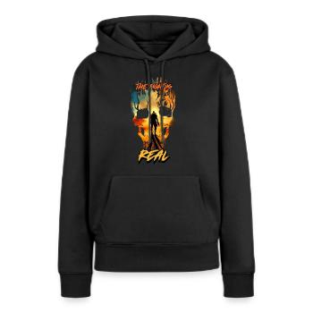 design de t-shirt inspiré pour la vie quotidienne - Sweat à capuche Premium bio Femme - noir - Devant - Julia (174cm)