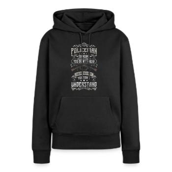 Polizei Stop Tatort Dieb - Frauen Premium Bio Hoodie - Schwarz - Vorne - Julia (174cm)