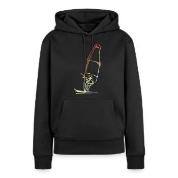 Planche à voile Croquis Vintage - Sweat à capuche Premium bio Femme - noir - Devant - Julia (174cm)