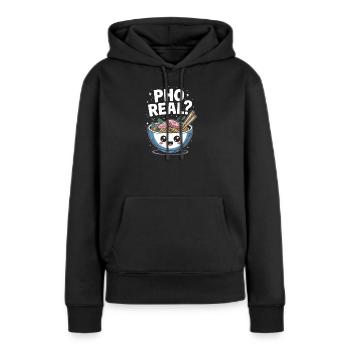 Pho Vraie soupe vietnamienne Pho - Sweat à capuche Premium bio Femme - noir - Devant - Julia (174cm)