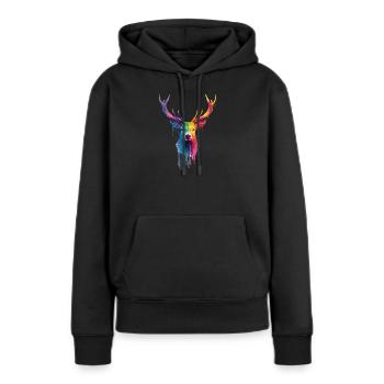 Cerfs, cerfs - Sweat à capuche Premium bio Femme - noir - Devant - Julia (174cm)
