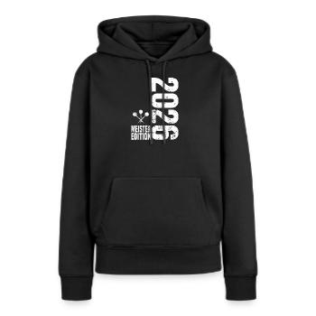 Champion de fléchettes 2026, maillot blanc de la Kreisliga - Sweat à capuche Premium bio Femme - noir - Devant - Julia (174cm)