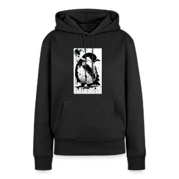 Pinguin-Parade - Frauen Premium Bio Hoodie - Schwarz - Vorne - Julia (174cm)