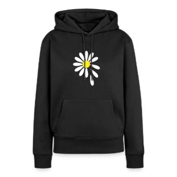 Margerite - er liebt mich, er liebt mich nicht - Frauen Premium Bio Hoodie - Schwarz - Vorne - Julia (174cm)