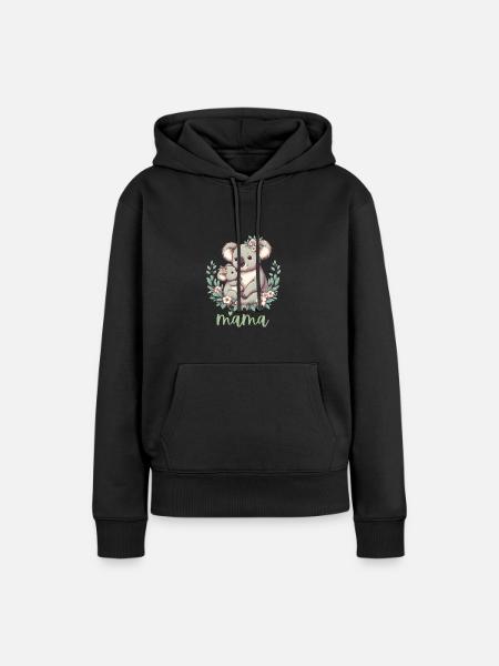 Mama Koala Bear Hug I Floral Wreath Mum I Koala - Frauen Premium Bio Hoodie - Schwarz