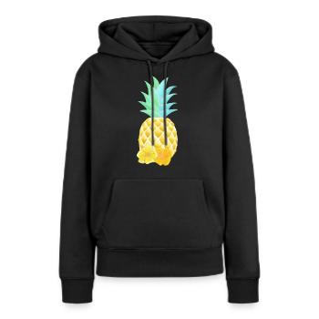 Fleurs d’ananas et d’hibiscus - Sweat à capuche Premium bio Femme - noir - Devant - Julia (174cm)