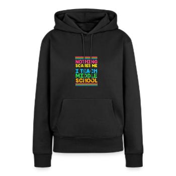 Enseignants de collège - Sweat à capuche Premium bio Femme - noir - Devant - Julia (174cm)