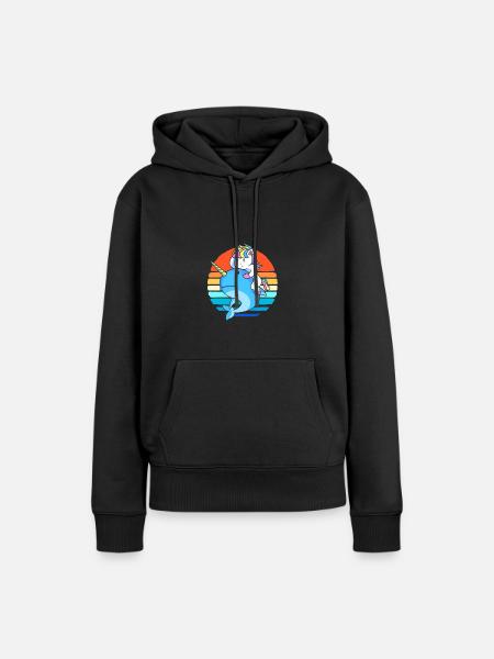 Narwal - Frauen Premium Bio Hoodie - Schwarz