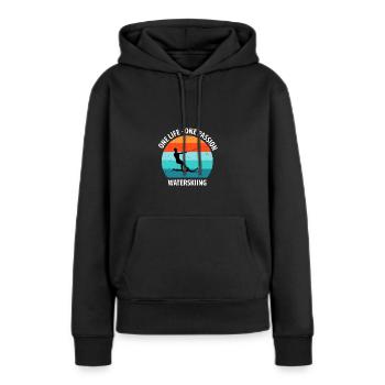 Ski nautique, ski nautique, skieurs nautiques - Sweat à capuche Premium bio Femme - noir - Devant - Julia (174cm)