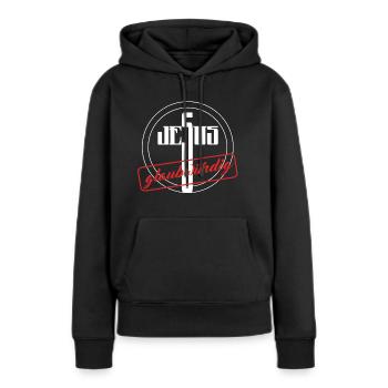 Jésus - Sweat à capuche Premium bio Femme - noir - Devant - Julia (174cm)