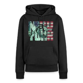 New York Freiheitsstatue Liberty USA Flagge Fahne - Frauen Premium Bio Hoodie - Schwarz - Vorne - Julia (174cm)