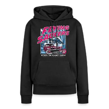 alien angriff auf die erde science fiction - Frauen Premium Bio Hoodie - Schwarz - Vorne - Julia (174cm)
