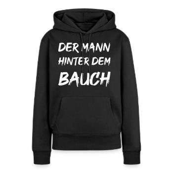 Der Mann hinter dem Bauch - Frauen Premium Bio Hoodie - Schwarz - Vorne - Julia (174cm)