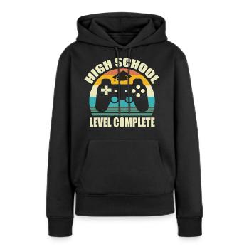 Lycée Idée Cadeau Gamer Bac Jeux Vidéo Fac Console - Sweat à capuche Premium bio Femme - noir - Devant - Julia (174cm)