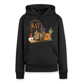 Carino e inquietante Pixiebob Cat Halloween - Felpa con cappuccio ecologica premium da donna - nero - Fronte - Julia (174cm)