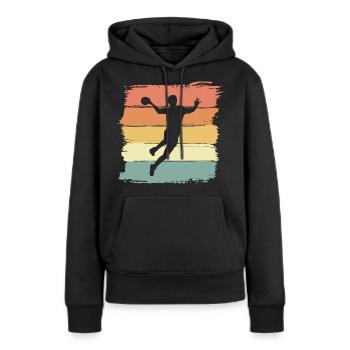 Handball féminin rétro vintage Handball Player - Sweat à capuche Premium bio Femme - noir - Devant - Julia (174cm)