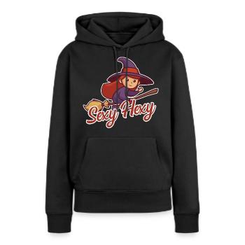 Sexy Hexy - Fliegende Halloween Hexe mit Besen - Frauen Premium Bio Hoodie - Schwarz - Vorne - Julia (174cm)