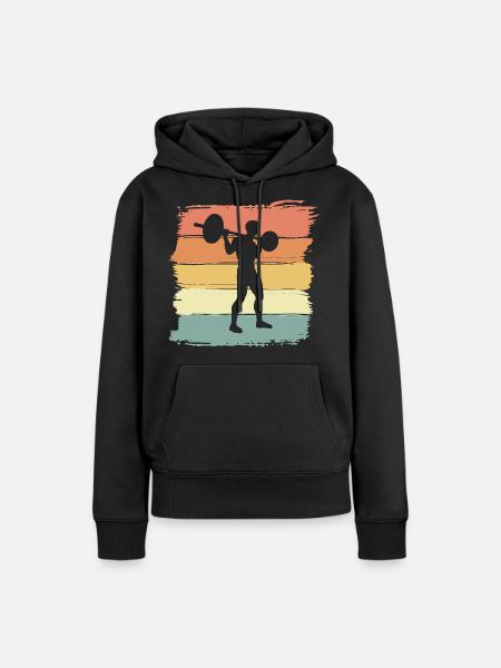 Weight Training Fitness Weights Lifting Retro Vintage - Women’s Premium Organic Hoodie - black