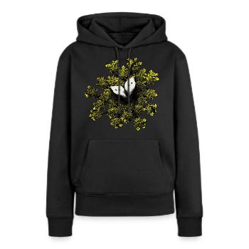 Schmetterling Blüte retro vintage Kohlweißling fly - Frauen Premium Bio Hoodie - Schwarz - Vorne - Julia (174cm)