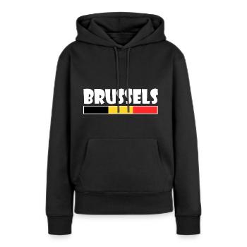 Brussel - Frauen Premium Bio Hoodie - Schwarz - Vorne - Julia (174cm)
