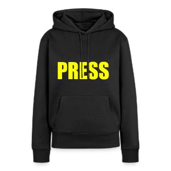 Press - Sweat à capuche Premium bio Femme - noir - Devant - Julia (174cm)