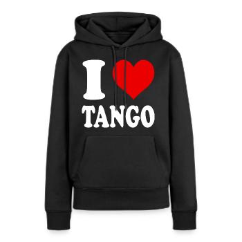 J’aime Tango Danse Danse Coeur Drôle - Sweat à capuche Premium bio Femme - noir - Devant - Julia (174cm)