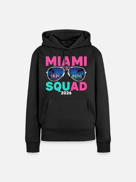 Miami Squad 2026 Urlaub - Frauen Premium Bio Hoodie - Schwarz