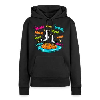 Mom Mom Mom - Lustige Möwen Kinder - Frauen Premium Bio Hoodie - Schwarz - Vorne - Julia (174cm)