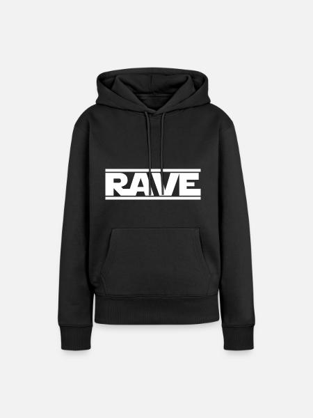 Rave - Frauen Premium Bio Hoodie - Schwarz