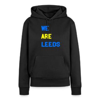 Nous sommes Leeds - Sweat à capuche Premium bio Femme - noir - Devant - Julia (174cm)