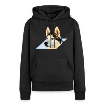 Husky - Frauen Premium Bio Hoodie - Schwarz - Vorne - Julia (174cm)