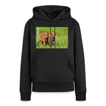 Kälber auf Eifeler Wiesen - Frauen Premium Bio Hoodie - Schwarz - Vorne - Julia (174cm)